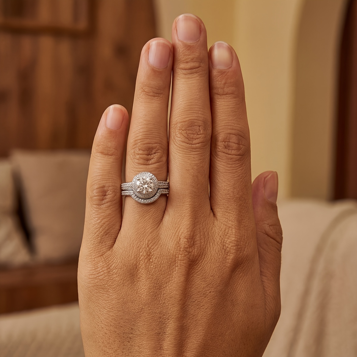 High Sparkle Oval Shape Ring Set, Exquisite Design